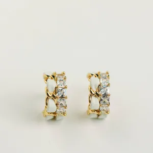 Vintage Chain Wrapped Leather Statement Hoop Earrings