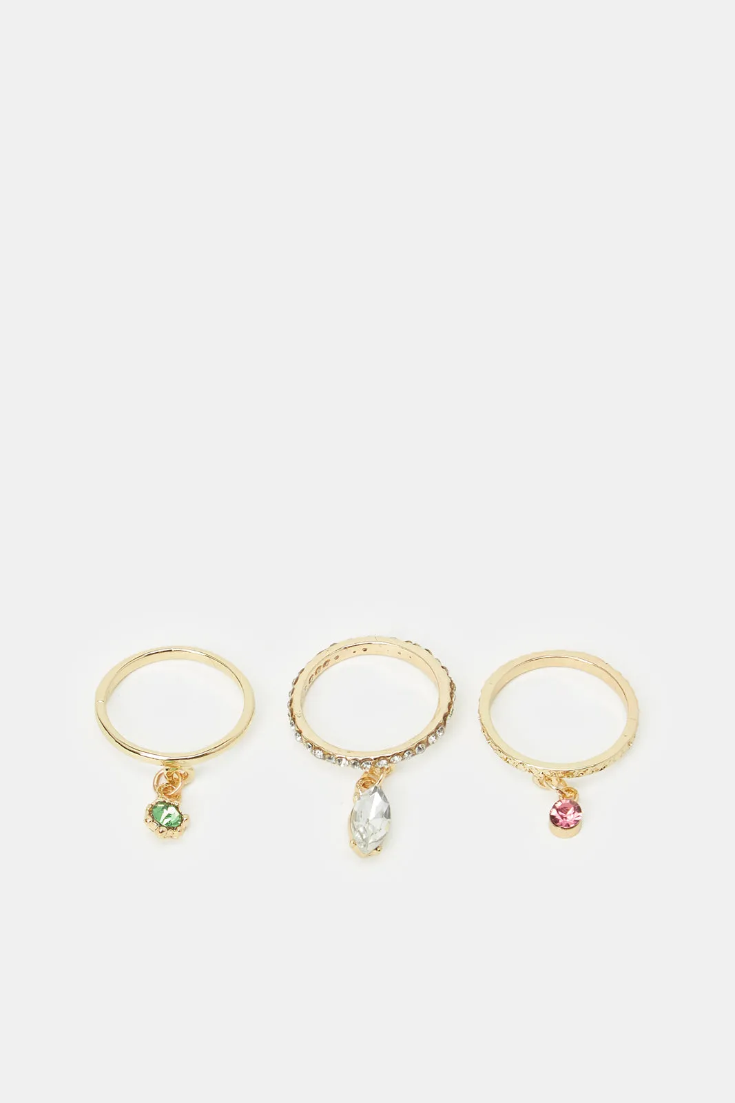 Women Gold Embellished Ring Set (3 Piece)