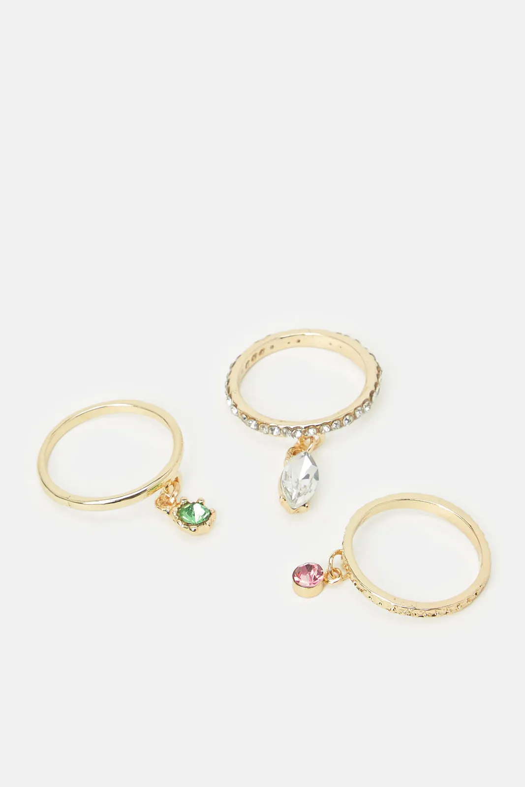 Women Gold Embellished Ring Set (3 Piece)
