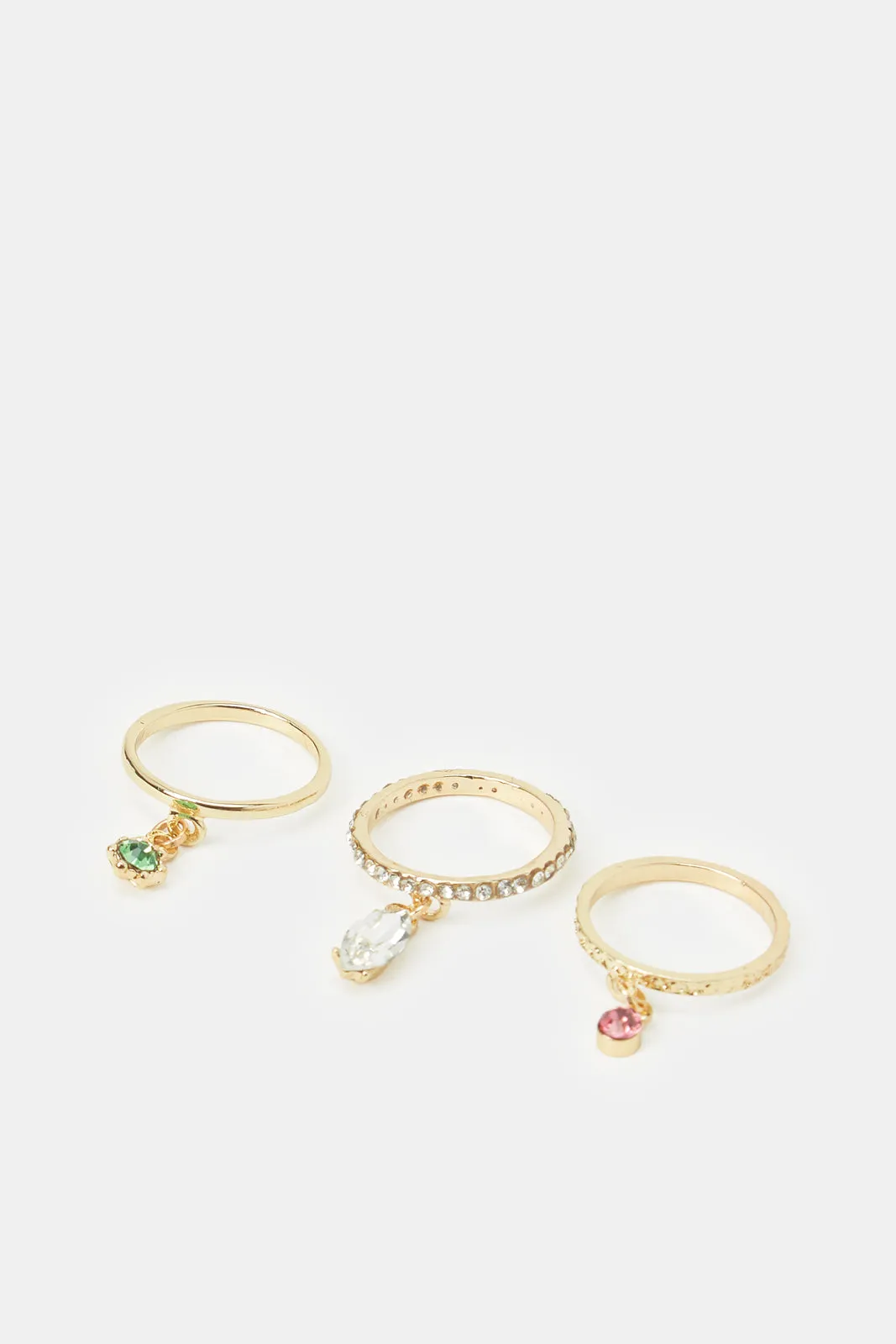 Women Gold Embellished Ring Set (3 Piece)