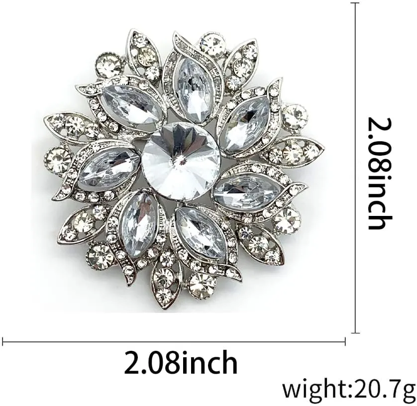 XGALBLA Women's Austrian Crystal Elegant Flower Leaf Bridal Corsage Brooch Pin