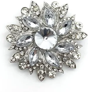 XGALBLA Women's Austrian Crystal Elegant Flower Leaf Bridal Corsage Brooch Pin